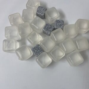 Unbranded Reusable Ice Cubes Whiskey Stones Set 22pc Clear Gray Excellent